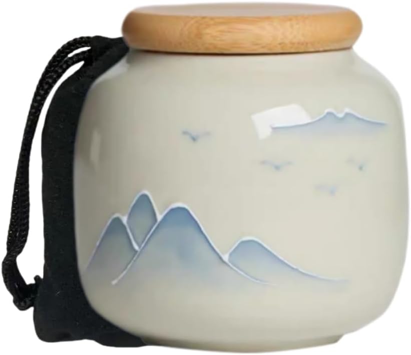 Small urns Set for 4-3 inches Ceramic Keepsake Mountain Urns 4 Piece for Human Ashes, Funeral Memorial Lotus Urn Hold 10 Cubic inches for Adult, Child, and Pet