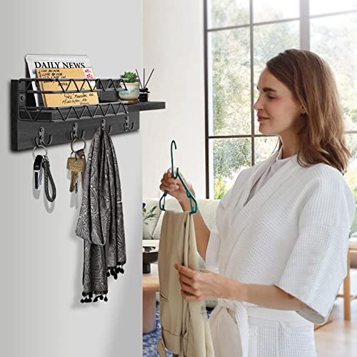 Axtee Key Holder For Wall, Mail And Key Holder Wall Mount With 4 Double Key Hook And Mail Holder, Key Rack For Entryroom, Hallway, Kitchen, Office- Black #TOP5