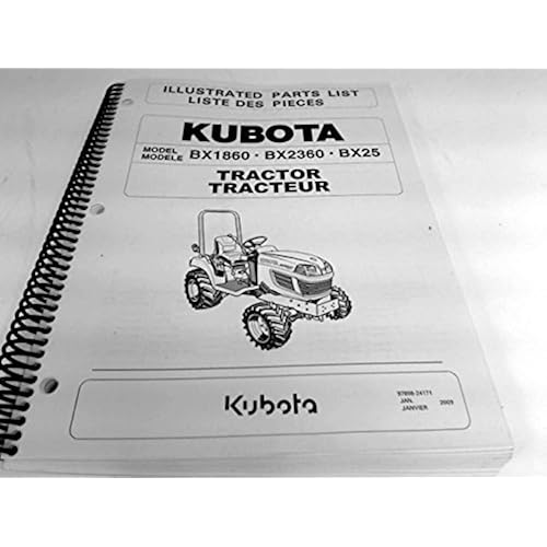 Illustrated Parts List for Kubota BX1860, BX2360 & BX25 Tractors.
