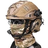 Tactical Helmet Set with Headset, Adjustable Helmet Cover and Face Mask, Airsoft Gear for Outdoor CS Cosplay(Tan,Medium)