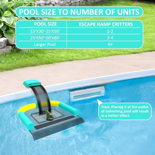 Poolvio Animal Saving Escape Ramp for Pool, Save Critters in Swimming Pool Device Handy, Pool Accessories in Floating Ramp Rescues Saving Frogs, Toads Animal Mice, Birds - Thumbnail 6