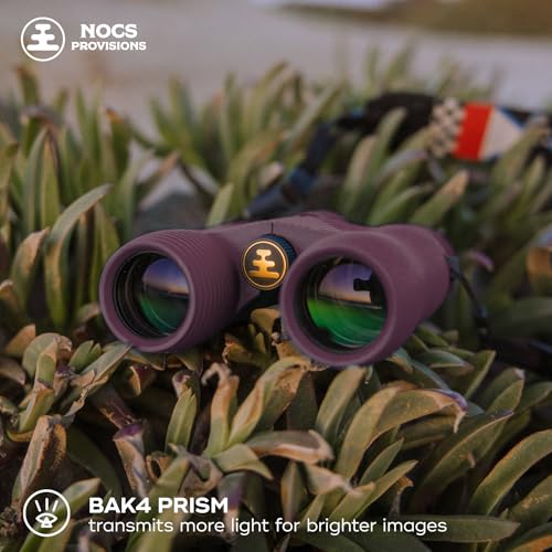 Image of Nocs Provisions Field Issue 10x32 Waterproof Binoculars, 10X Magnification, Bak4 Prism, Wide View Multi-Coated Lenses for Bird Watching, Hunting & Wildlife Viewing - Oxblood Maroon