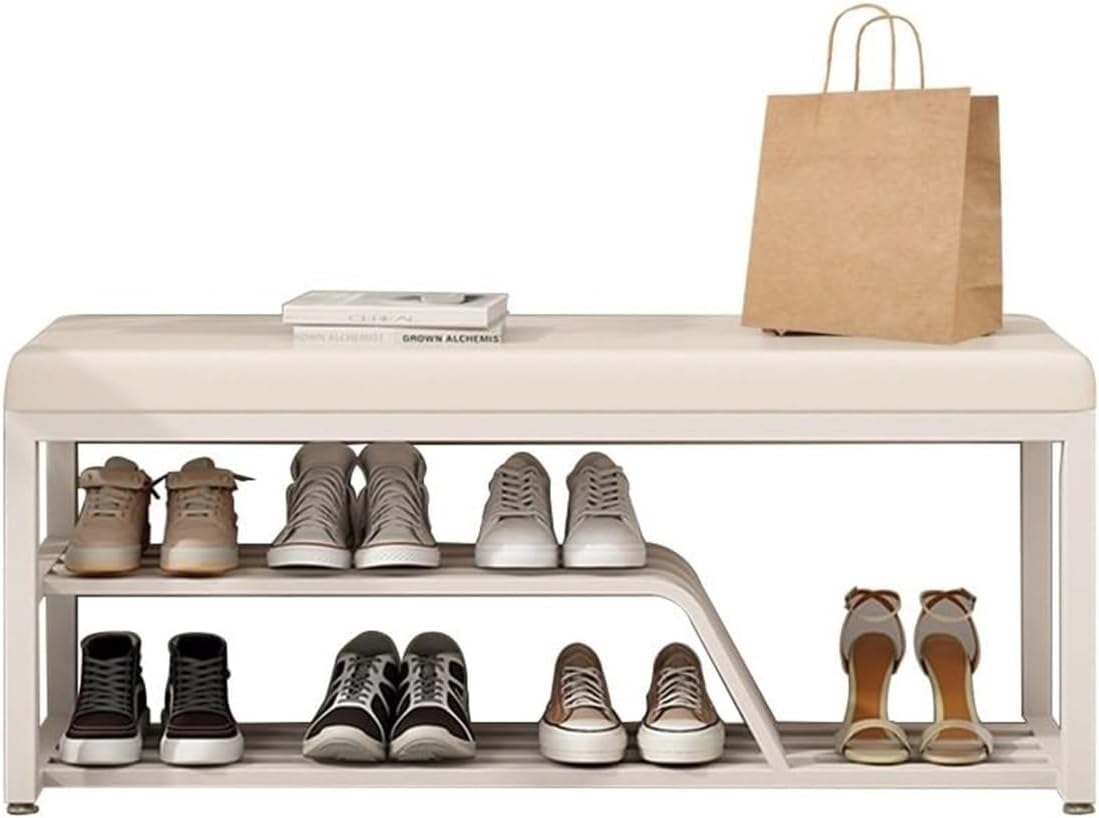 Benches Garden Bench Outdoor Patio Seating Backless Park Chair Lawn Path Slatted Seats,Modern 2-Tier Shoe Storage Bench, Faux Leather Upholstered Entryway Organizer, Stylish Hallway Seating,