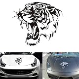 Tiger Head Black Cool Car Hood Styling Auto Decorative Motorcycle Sticker Car Bumper Sticker, 11 inc
