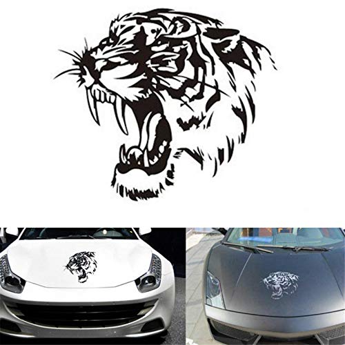 Tiger Head Black Cool Car Hood Styling Auto Decorative Motorcycle Sticker Car Bumper Sticker, 11 Inches - Car Window Hood Decal, Truck #TOP3