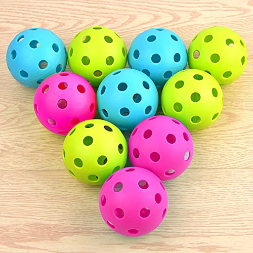 Coopay 12 Pack Baseball Practice Baseballs Plastic Hollow Soft Balls With A Drawstring Bag For Hitting, Baseball Training Indoor Outdoor Use (Green, Blue, Pink) #TOP3