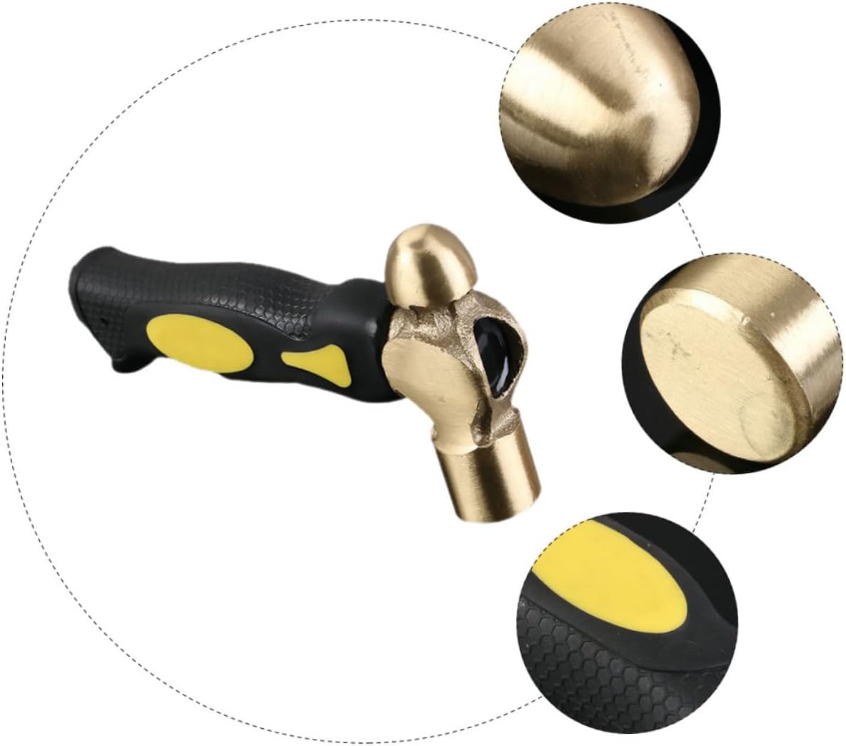 Brass Hammer Handle Round Head Jewelry Stamping Tool Non-sparking for Precise Strikes