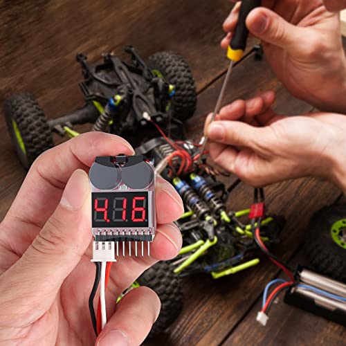 CAMWAY 5PCS 2in1 1-8s Probador de Voltaje de Batería Lipo, Alarma de Zumbador de bajo Voltaje RC, Probador de Verificación de Monitor de Batería para 1-8s Lipo / Li-ion / LiMn / Li-Fe