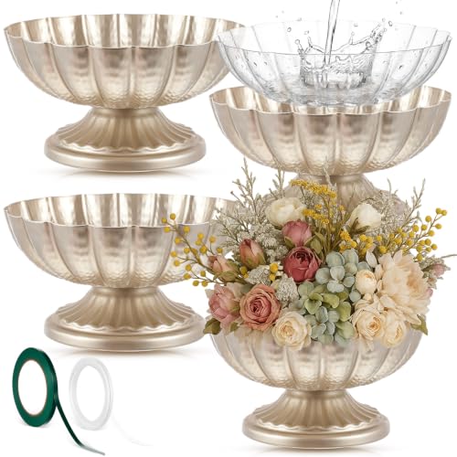 Ninehaoou 4 Pcs Metal Compote Vase, Floral...