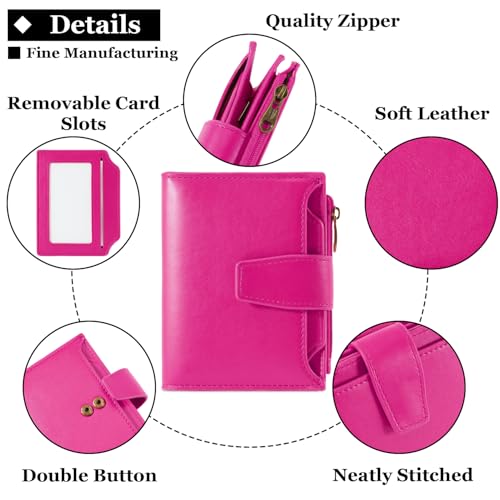 Image of Airkit Small Wallet Women RFID Blocking Soft Leather Bifold Compact Card Holder Wallet for Women with Zipper Coin Pocket 4 ID Window