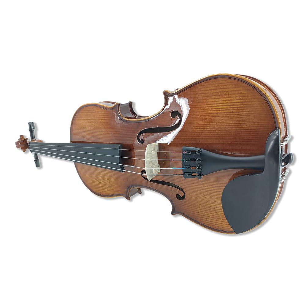 Yinfente Kit de violín de 4 cuerdas, 4/4 3/4 1/2 arce de flamenca sólido con accesorios de ébano, estuche, arco, afinador, paño de limpieza, cuerda extra, soporte para hombro hecho a mano para