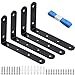 SPTwj Lot de 4 équerres noires en acier inoxydable pour étagères ou meubles de bricolage – avec règle en plastique et vis 125 mm x 75 mm x 20 mm