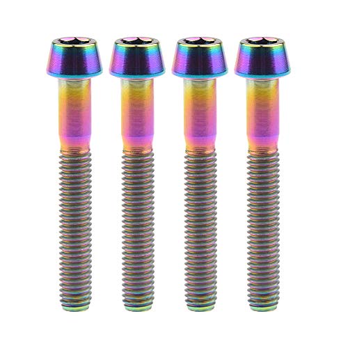 Image of Titanium Ti Bolt M5x9 16 18 20 25 30 35 40 45 50 55 60mm Tapered Head Screws Pack of 4 (M5x35mm, Ranibow)