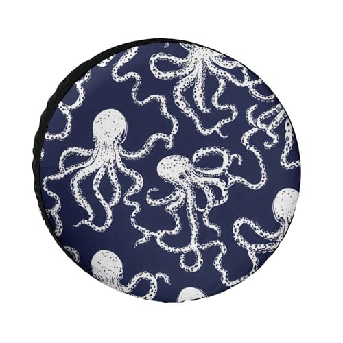 Octopuss Dark Blue Spare Tire Cover Oxford Waterproof Wheel Protectors Universal Car Accessories 36inch