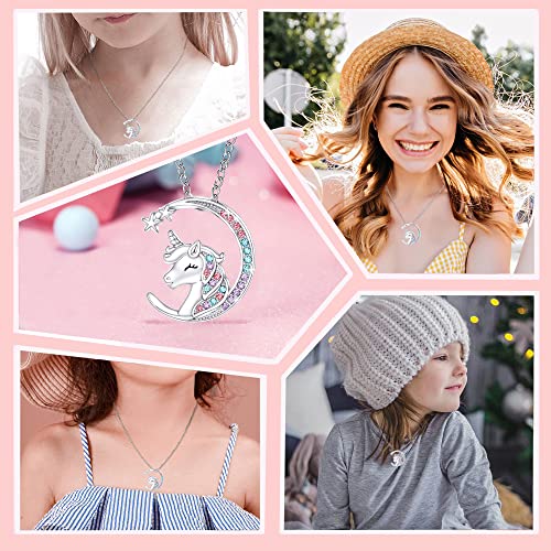 MAKOBLESSMOMO Einhorn Halbmond Halskette für Mädchen, You are Magical Einhorn Schmuck Geschenke für Mädchen Mütter Tochter Enkelin Nichte
