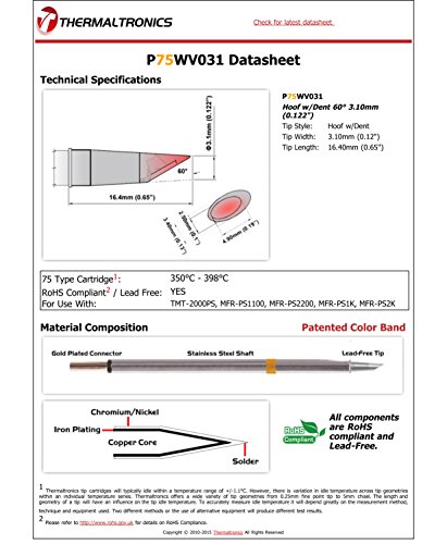 Image of Thermaltronics P75WV031 Hoof w /Dent 60deg 3.10mm (0.122in)