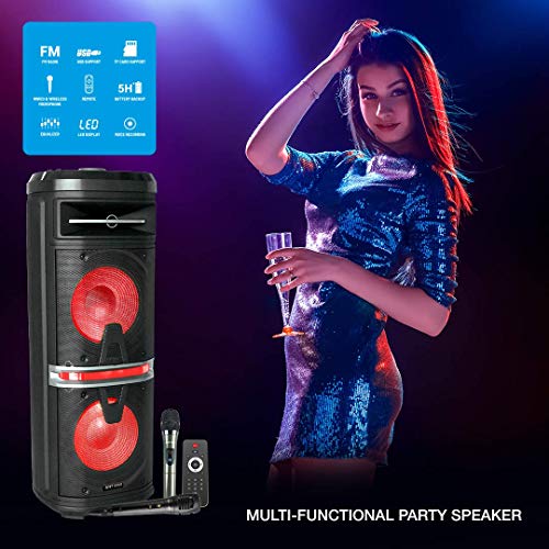 Image of Ant Audio Rock 1500 Party Entertainment Bluetooth Speaker with Karaoke with FM Radio, Micro SD Card, USB, Wired & Wireless Mic, LED Lights & Subwoofer - 150 watt
