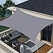 Teynewer Voile d'ombrage imperméable pour terrasse, fête, jardin, pelouse, extérieur, 2 x 2 m, auvent carré en polyester PES 95 % anti-UV avec corde à vent gratuite, gris clair