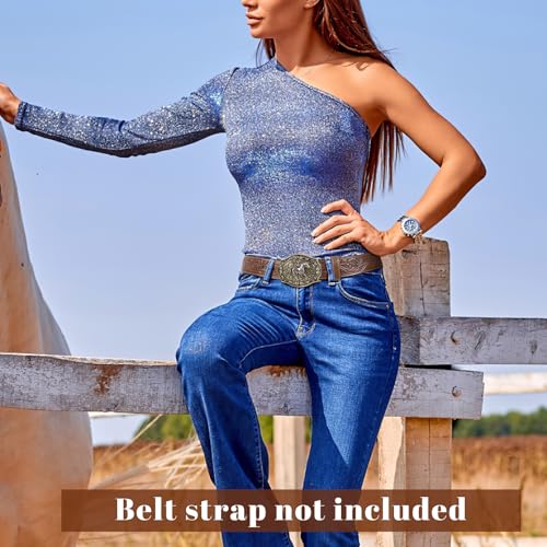 Image of SANSTHS Cowboy Belt Buckle, Western Belt Buckles for Men Women Texas Bull Rodeo Cowgirl Belt Buckle