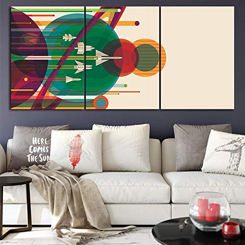 Impression sur toile avion géométrique triptyque moderne pour salon - 2