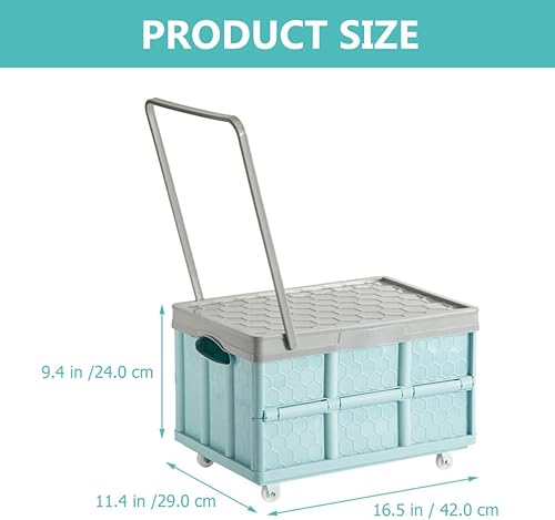 Miniatura 3 de Alipis Bolsa de almacenamiento de plástico plegable con ruedas, carrito utilitario plegable, carrito de compras para viajes, compras, almacenamiento