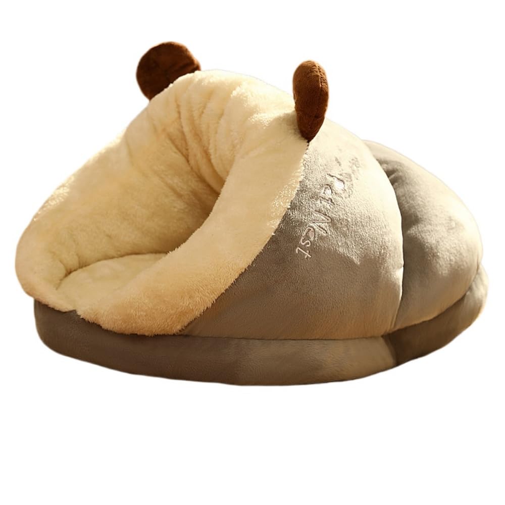 Warm Small Dog Kennel Bed Breathable Dog House Cute Slippers Shaped Dog Bed Cat Sleep Bag Foldable Washable Pet House 19.7" L x 9.8" H x 15.7" W (Gray