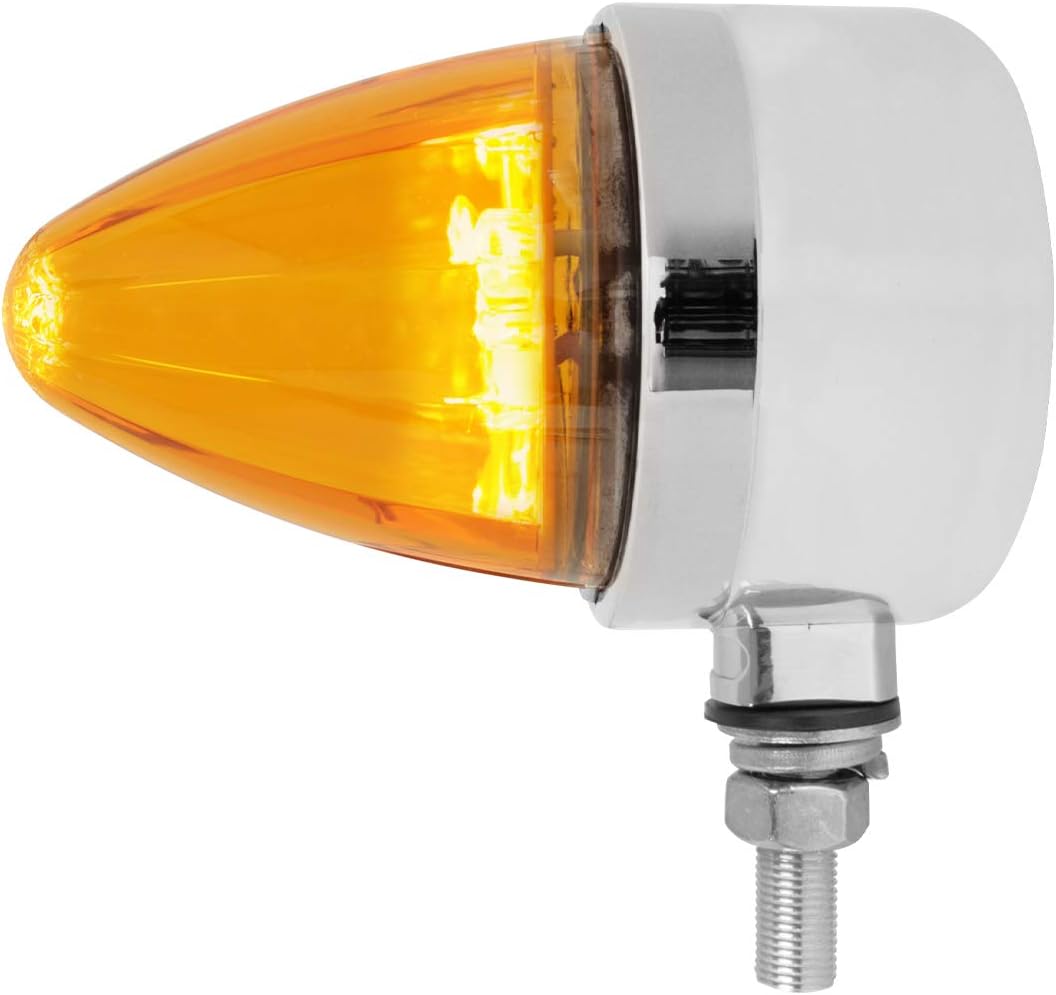GG Grand General 81971 Amber/Clear Chrome Die Cast 19 LED Single Faced Pedestal Light