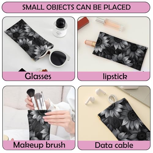 Image of 2 PCS Glasses Case Eyeglass Sunglasses Pouch Squeeze Portable Bag Soft Leather with Cleaning Cloth Women Men Girls