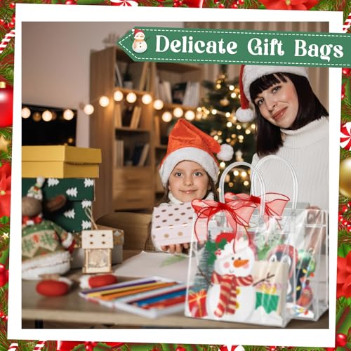 Henoyso II-HENOYSO-2574 24 Pcs Christmas Clear Gift Bags Plastic Candy Treat Bags Snowman Santa Gift Bags thumb #3