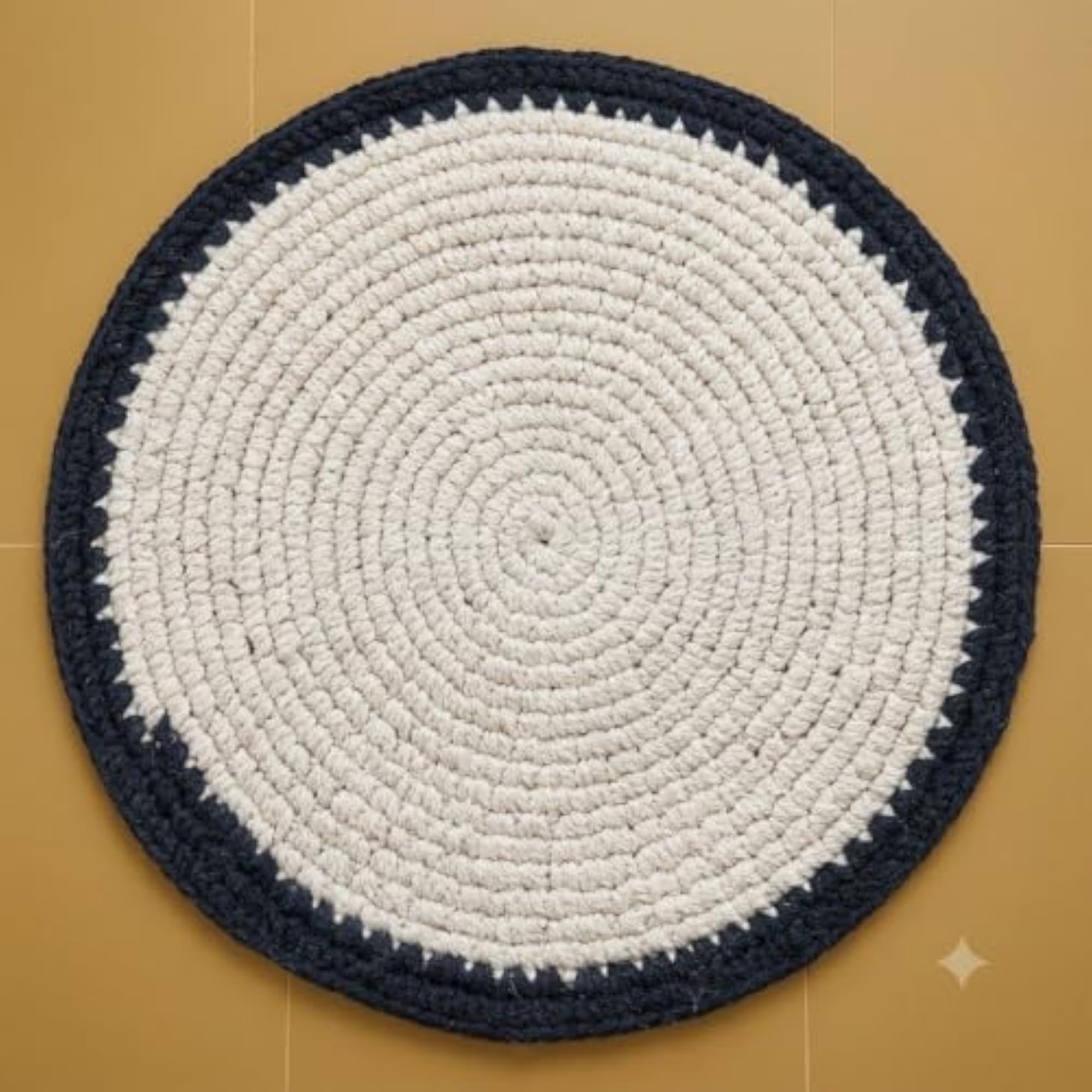 Plush Hand-Tufted Wool Plush Bath Rug for Washroom