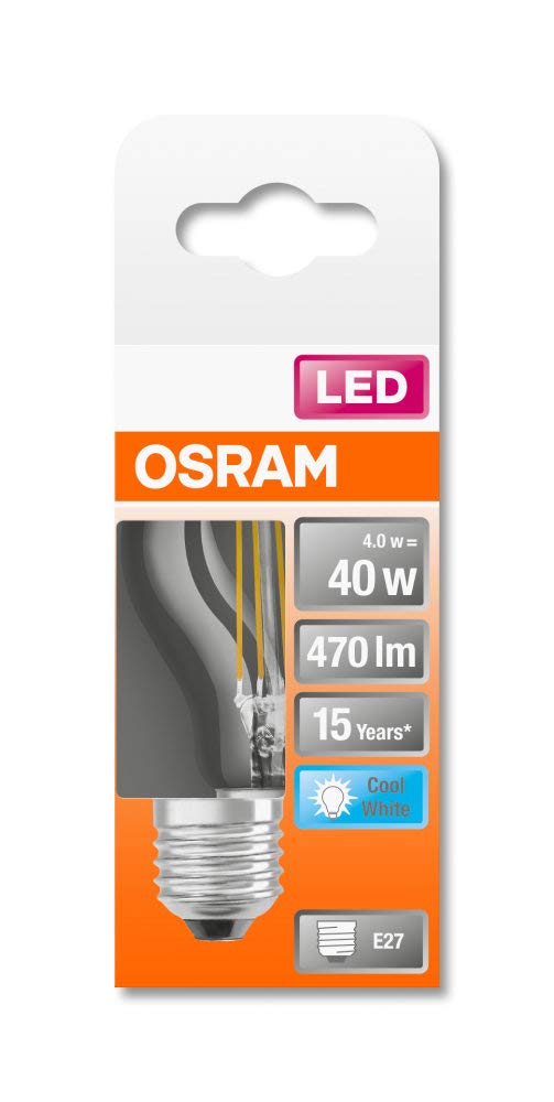 OSRAM LED Retrofit CLASSIC P Lote de 10 x Bombilla LED, Casquillo E14, 4000 K, 4 W, Equivalente a 40W, Blanco frío
