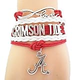 GeauxDat Collectibles Crimson Tide Gifts- Crimson Tide Football Womens Apparel Infinity Bracelet Red White Custom Bracelet