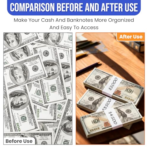 400 Stück Selbstklebend Geldbänder, 192 x 29 mm Banderolen Geldscheine, Blank Geld Banderole, Geldscheinbanderolen für Scheine Bargeld, Wraps Geld Organisieren