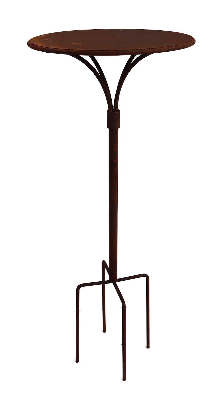 Hirsch Terracotta Gartenstecktisch stabil und massiv Deko Tisch aus Metall in Naturrost, Tisch Blumenhocker Beistelltisch (Ø:41cm Höhe:72cm)