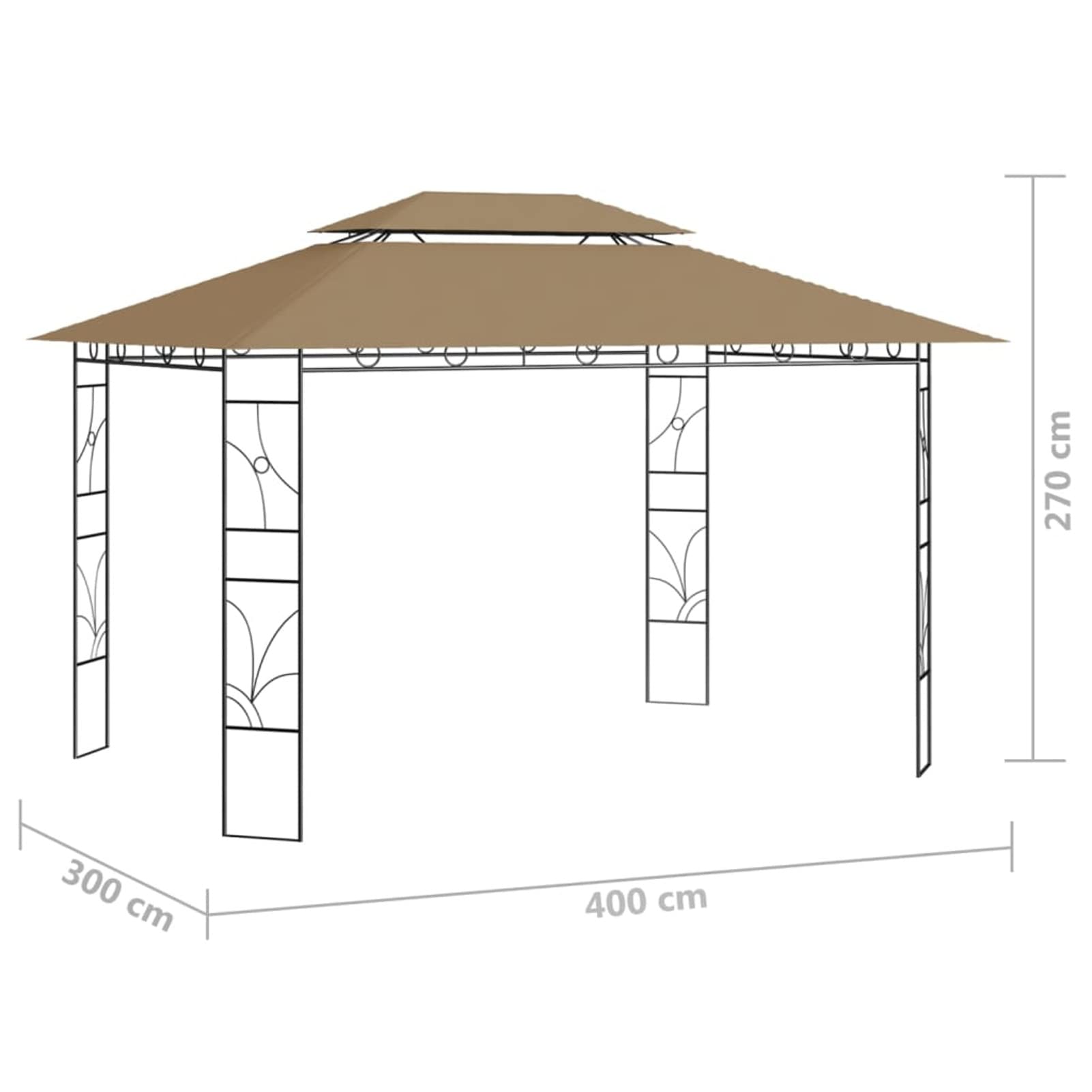 ZEYUAN Altana ogrodowa, altany ogrodowe, pergole ogrodowe, namioty ogrodowe, namioty ogrodowe, namiot ogrodowy, szary taupe 4x3x2,7 m 160 g/m²
