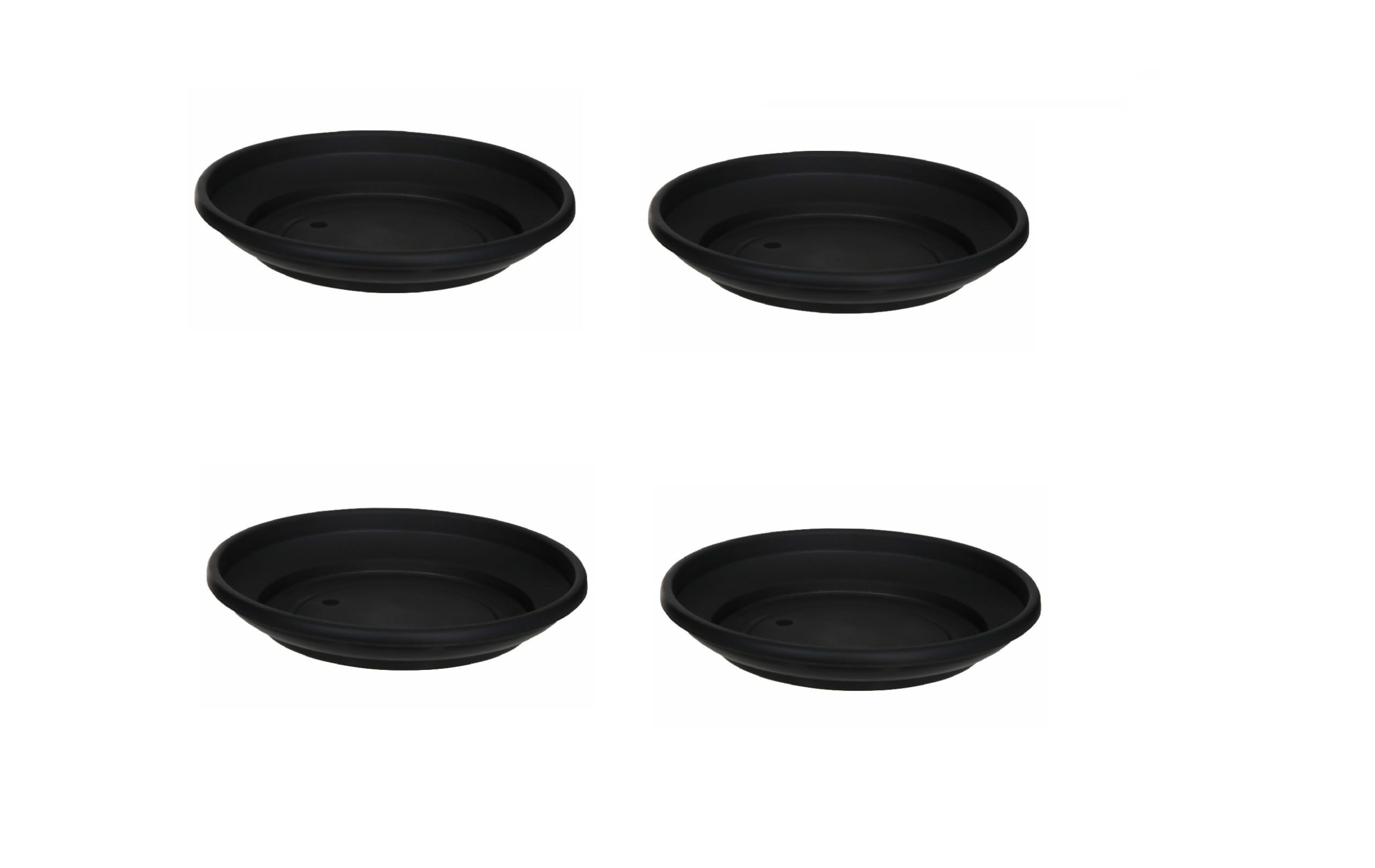 Whitefurze Venetian Round Plant Pot Saucer for 32 cm Planters, Black Waterproof Drip Tray, Pack of 4 Units, Outdoor Garden Use, 32 x 32 x 5 cm Dimensions