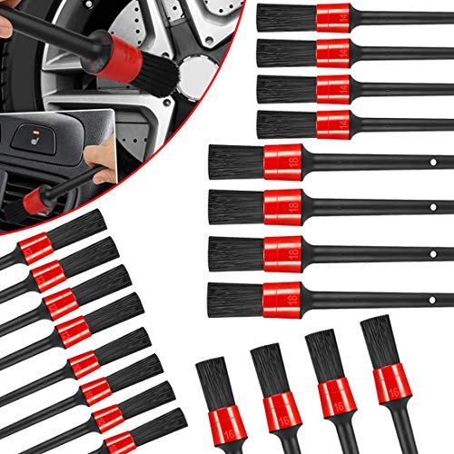 20 Pcs Detailing Brush Set - 5 Different Sizes Premium Natural Boar Hair