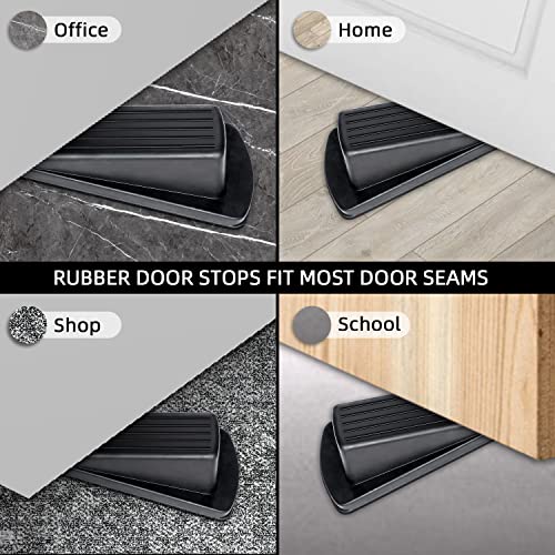 Door Stoppers, 4 Pack Premium Rubber Door Stoppers Wedge, Door Stops For Carpet Heavy Duty Door, Door Stoppers For Bottom Of Door On Tile, Concrete, Carpet, Wooden Floor (Black) #TOP1