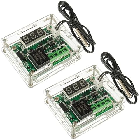 HUAREW W1209 12V DC Digital Temperature Controller Board Micro Digital Thermostat -50-110°C Electronic Temperature Temp Control Module Switch with Waterproof Case（2PCS） Cover