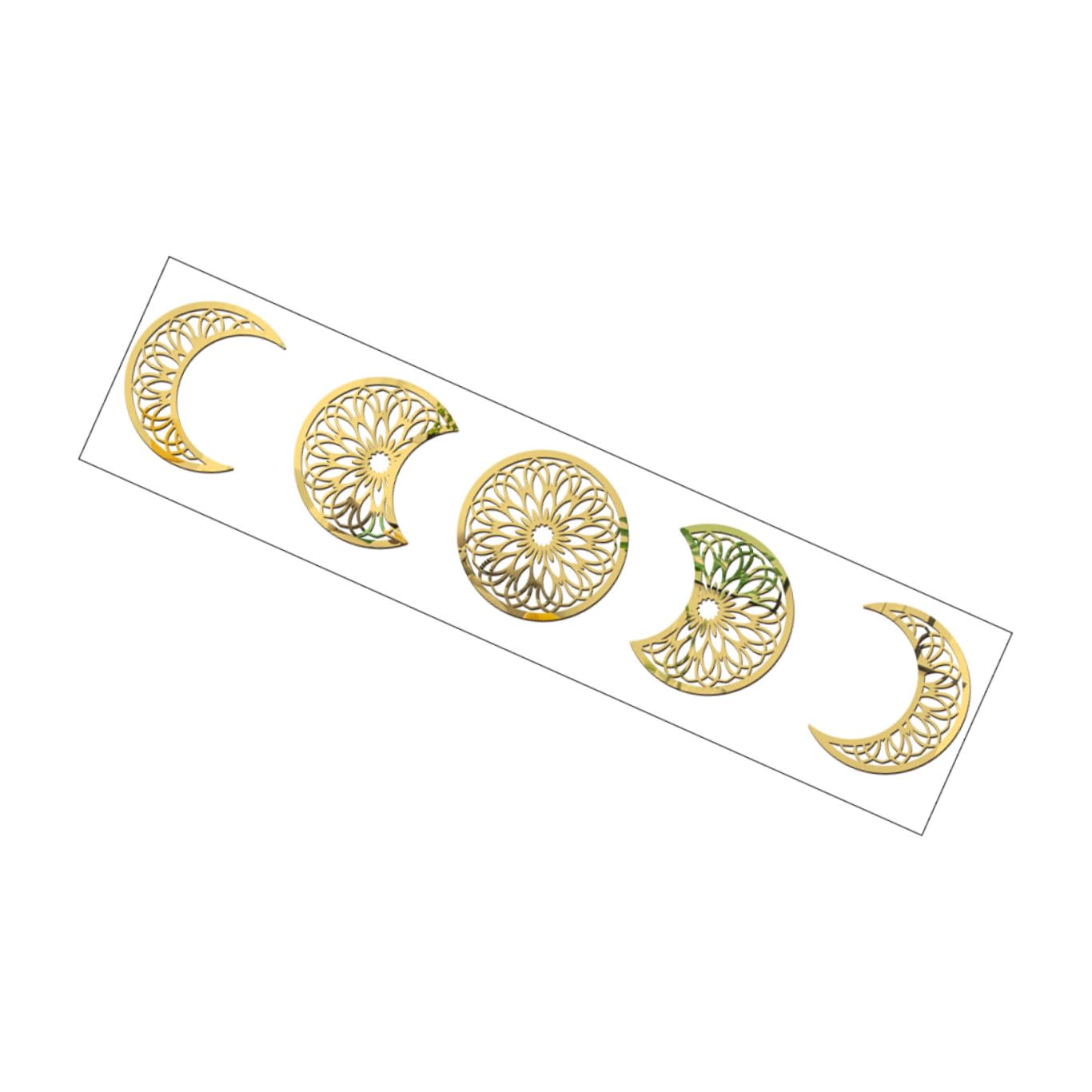 Stickers miroirs phases lunaires dorés 3D pour une ambiance cosmique mystique