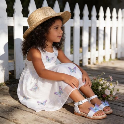 Image of Girls Dress Sandals Comfy Hook and Loop Summer Shoes for Toddlers