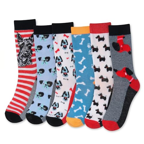 Image of Tipi Toe Women's 6-Pack Funky Crew Socks | Colorful Fun Patterned Novelty Dress Socks, Sizes 9-13