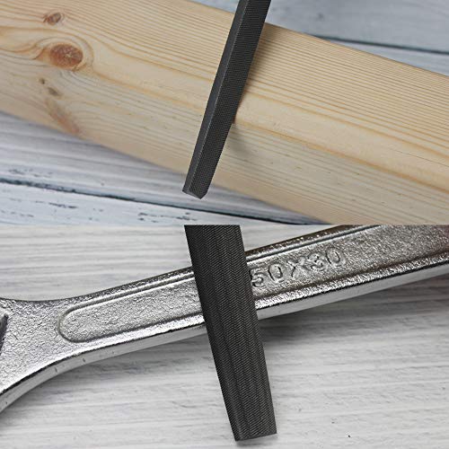 Kalim 5Pcs 6'' High Carbon Steel File, Rasp Set With Soft Rubber Non-Slip Handle, Round/Half Round/Flat/Triangle/Squre, Grinding Hand Tool Set For Wood, Metal, Plastic, Etc. #TOP5