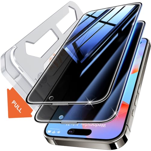 Pokolan 2 Pezzi Pellicola Privacy Viola Per IPhone 16 Plus - Vetro Temperato 9H, Anti Spia, Filtro Luce Blu, Matt - 2