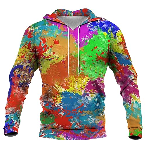 Tie Dye Hoodie for Men 2025 Big and Tall Novelty Graphic Hoodies Mens Long Long Hooded Sweatshirt Fleece Pullover2