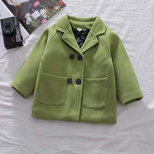 Toddler Kids Baby Girl Boy Plaid Solid Coat Elegant Notched Collar Double Breasted Jacket Wool Coat Trench3