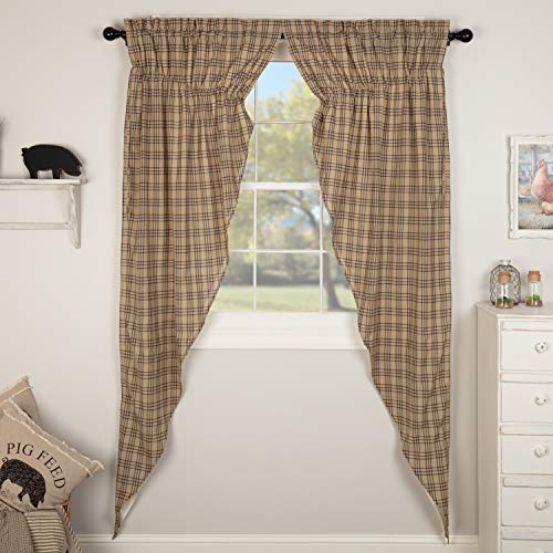 VHC-Brands-Sawyer-Mill-Plaid-Cotton-Farmhouse-Bedroom-Curtains-Rod-Pocket-Drawstring-Ties-Prairie-Panel-Pair-84-Inches-Long-Charcoal-Black VHC Brands Sawyer Mill Plaid Cotton Farmhouse Bedroom Curtains Rod Pocket Drawstring Ties Prairie Panel Pair 84 Inches Long Charcoal Black