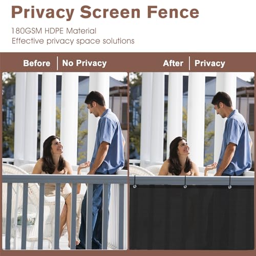 image for SUNNY GUARD 3'x16' Black Balcony Privacy Screen Fence, Apartments Rail