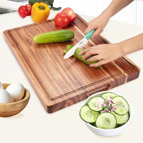 Tabla de Cortar Grande de Madera Acacia 50.8x38.1 cm con Surco y Mango miniatura 2