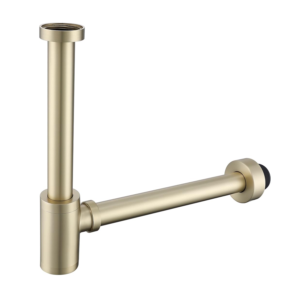 Brass Round Bottle P-Trap 1 1/4, Adjustable Basin Sink Waste Drain Trap Kit, Brushed Gold P Trap
